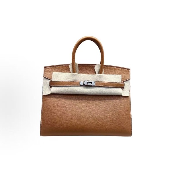 HERMES Birkin 25 Silver clasp platinum handbag 25 Women\'s Edition 37 Gold Brown